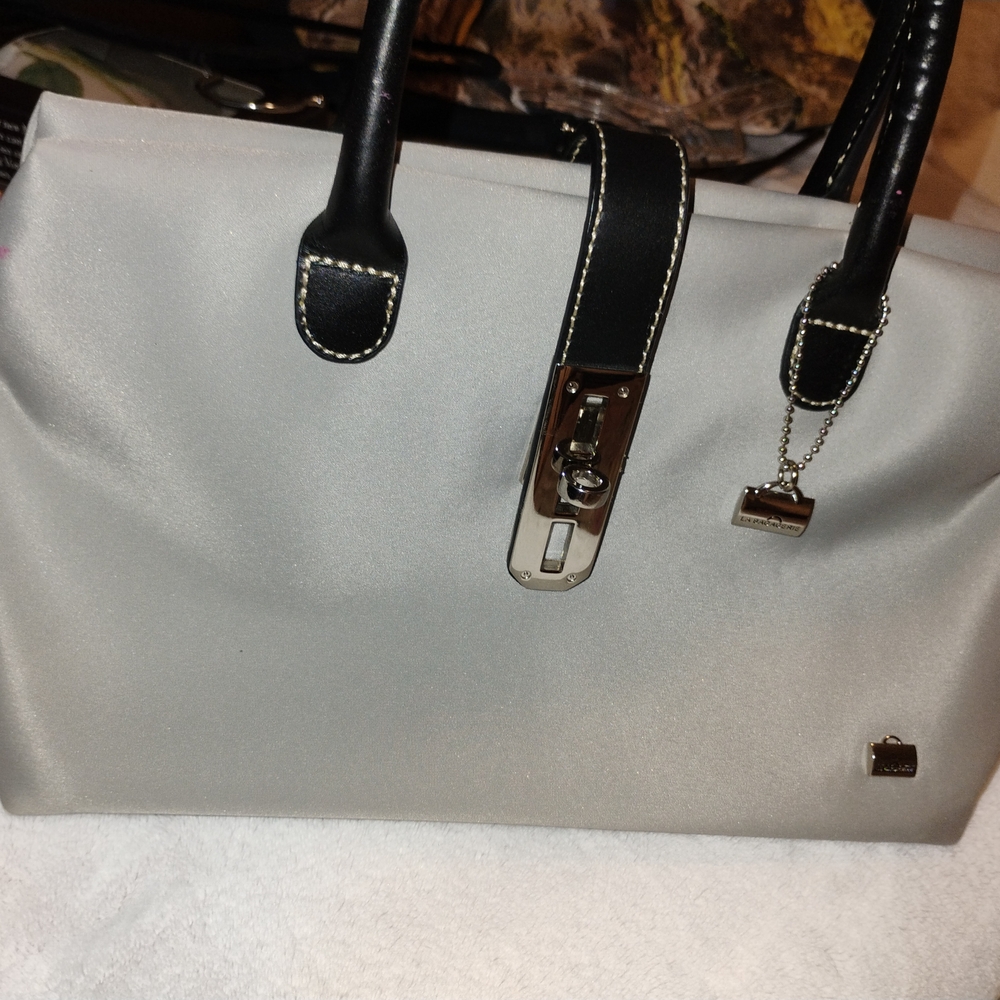 Chic Silver Satchel with Black Accents
